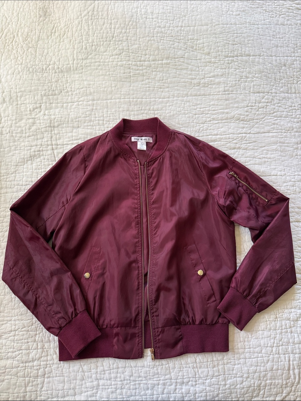 Say What? Burgundy Women's Bomber Jacket